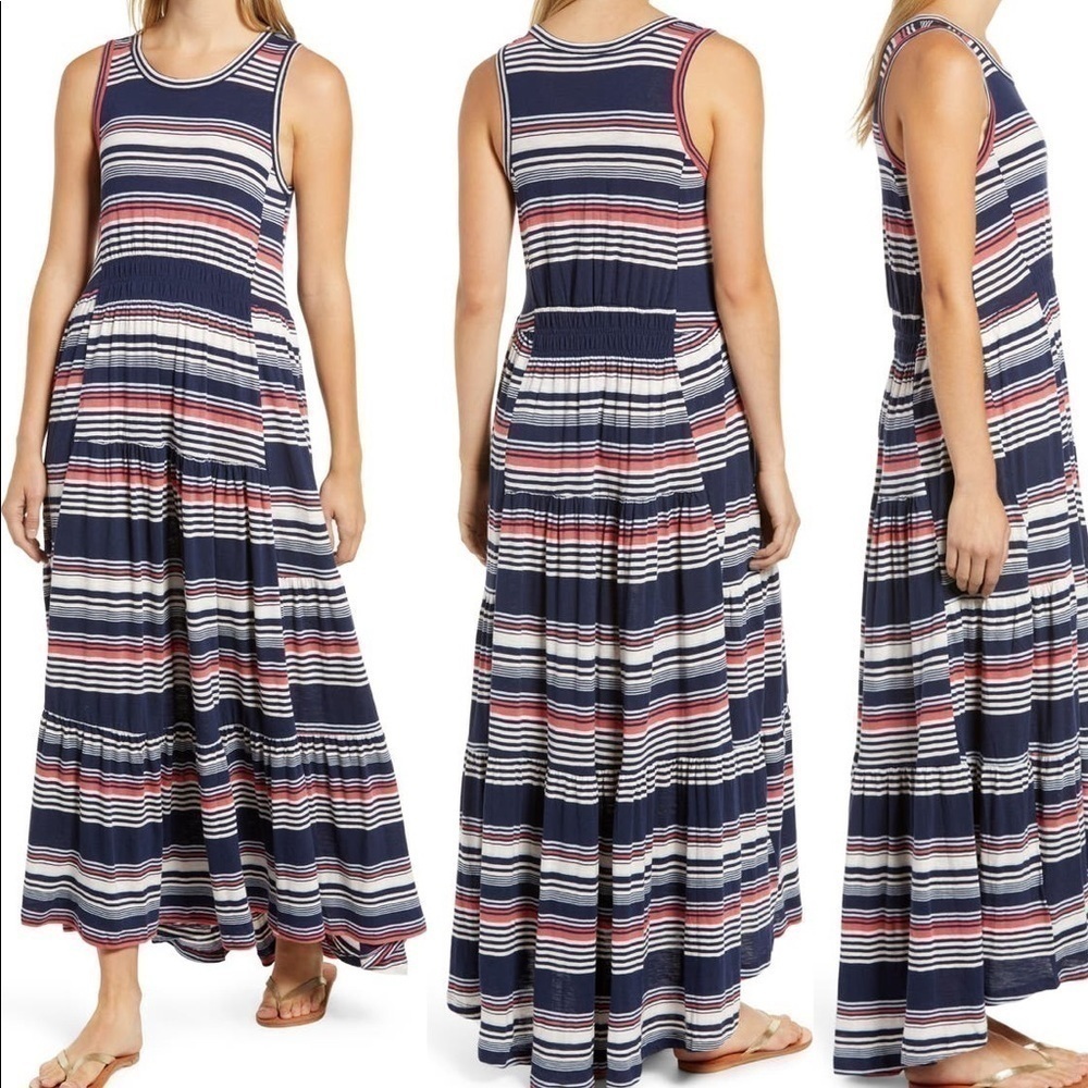 Caslon Petite Tiered Smock Waist Jersey Maxi Dress Size XSP